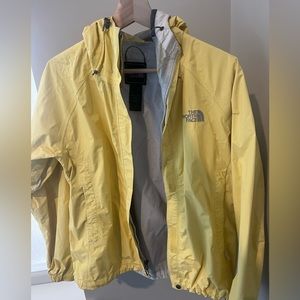 The North Face yellow rain jacket